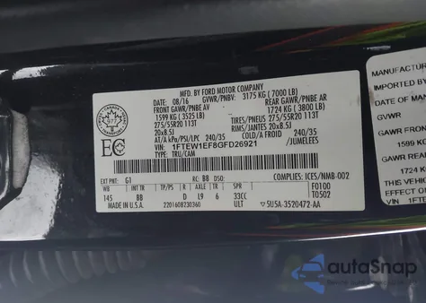 2016 Ford F-150 Platinum z USA, uszkodzony, nr VIN 1FTEW1EF8GFD26921